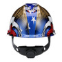 MSA Hard Cap 10052947 - American Flag W/2 Eagles - Front Brim - 4-Point Ratchet Suspension