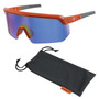 Ergodyne Corporation Ergodyne Skullerz AEGIR Anti-Scratch & Enhanced Anti-Fog Safety Glasses, Sunglasses - Orange Frame - Blue Mirrored Lenses