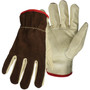 Protective Industrial Products PIP® 1JL9066K Regular Grade Top Grain Leather Drivers Glove with Brown Split Cowhide Back and Aramid Stitching - Keystone Thumb 