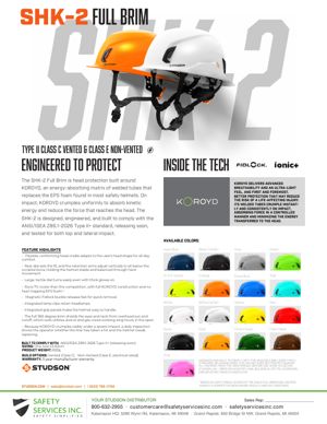 Studson SHK-2 Full Brim spec sheet, page 1