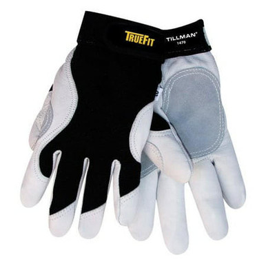 Tillman - Mechanics Glove - 1470 - Truefit - White Goatskin Palm - Black Spandex  back