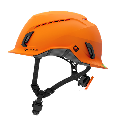 Studson SHK-2 standard brim safety helmet in orange, side view