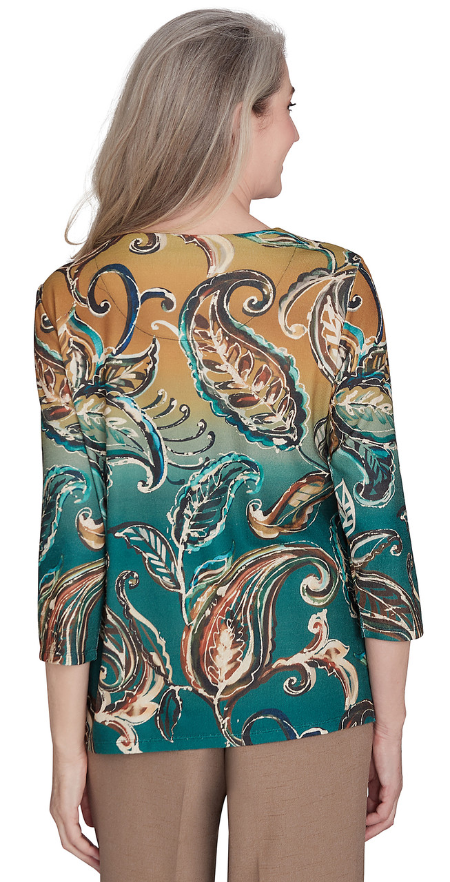 TOP *MISSY* GREEN PAISLEY OMBRE