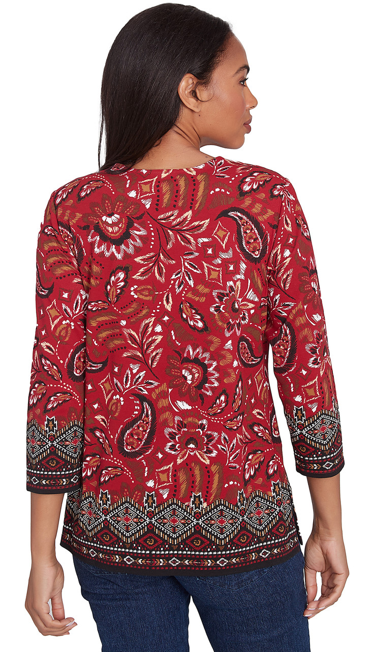 TOP *PETITE* RUBY EMBELLISHED ENVELOPE NECK