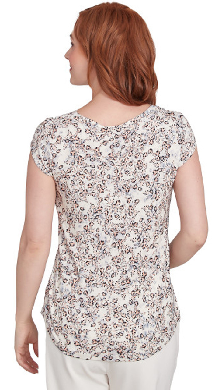 TOP *MISSY* VANILLA MULTI S/S WILDFLOWER DRAPE NK