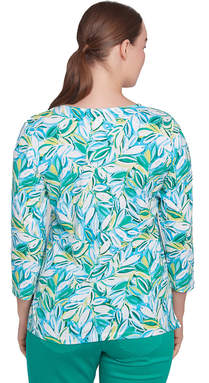 TOP *MISSY* OCEAN MULTI EMBELISHED SPLIT NK