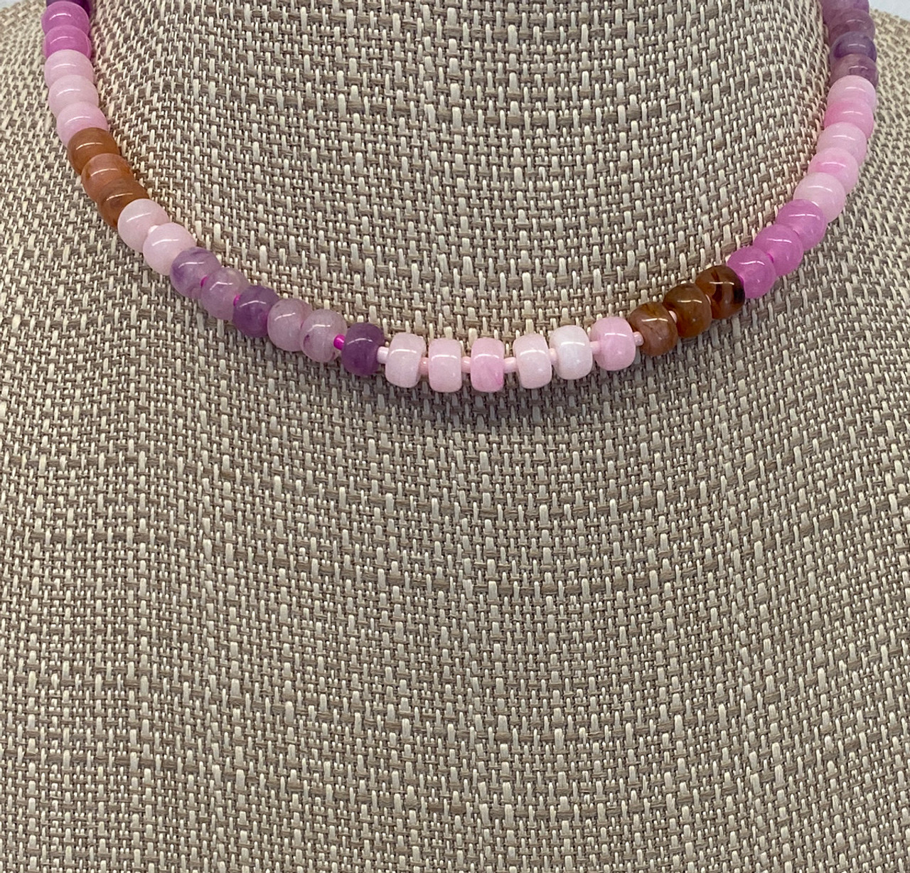 NECKLACE FLAT ROUND BEAD PINK