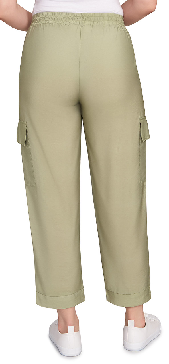 PANT *MISSY* SAGE P/O SOLID CARGO 27"
