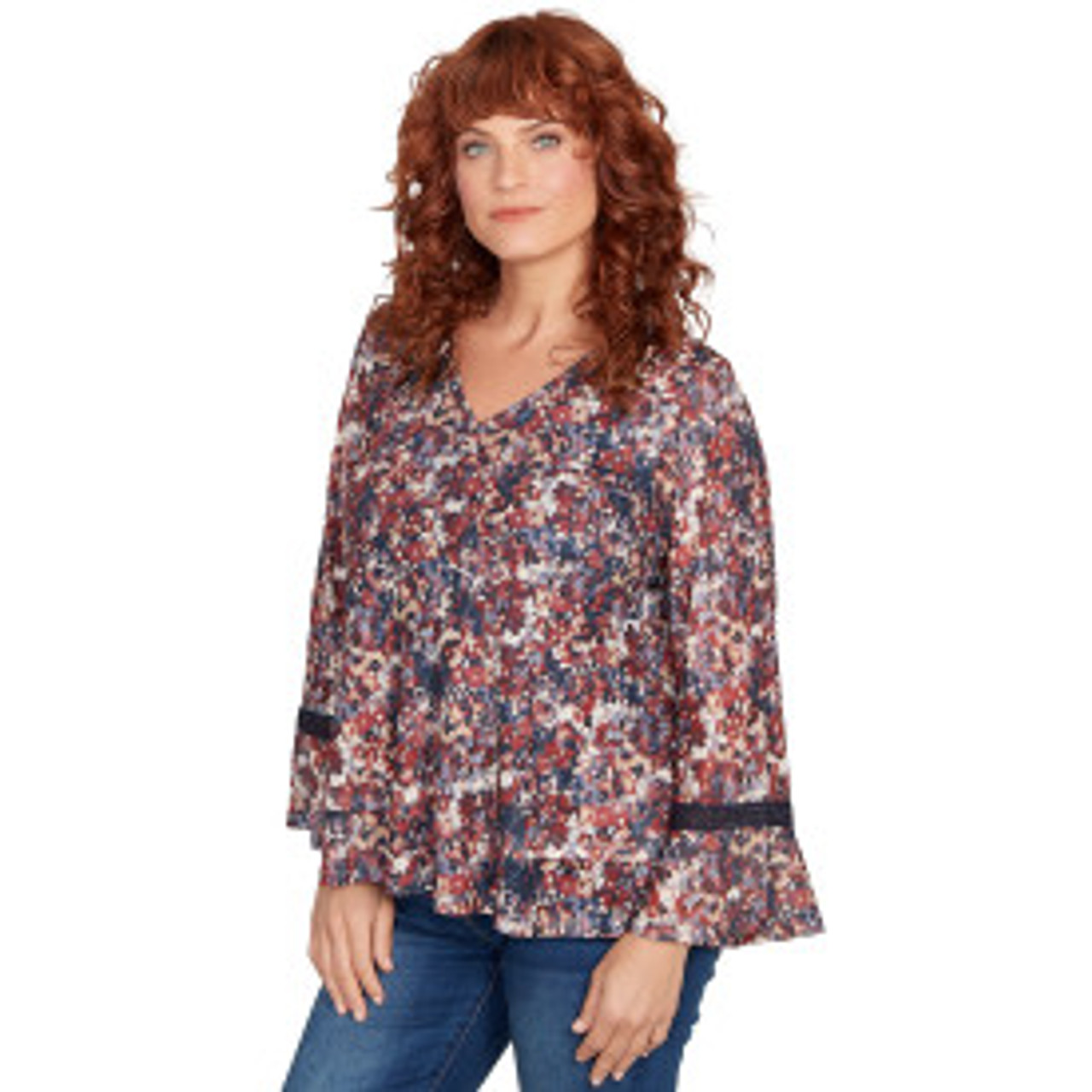 TOP *MISSY*  FLORAL MESH TIERED