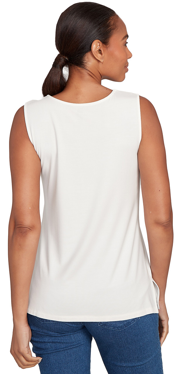 TOP *MISSY* IVORY SPLIT NK SOLID TANK