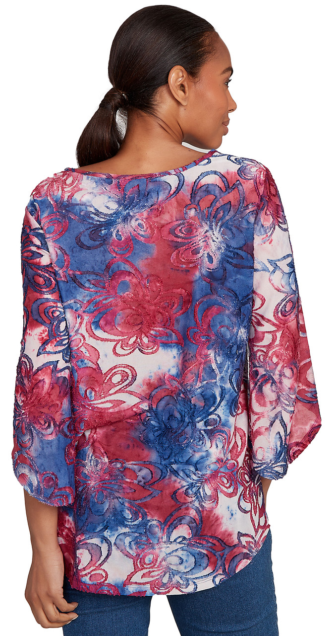 TOP *PETITE* SANGRIA MULTI SPLIT NK W/BAR BEAD