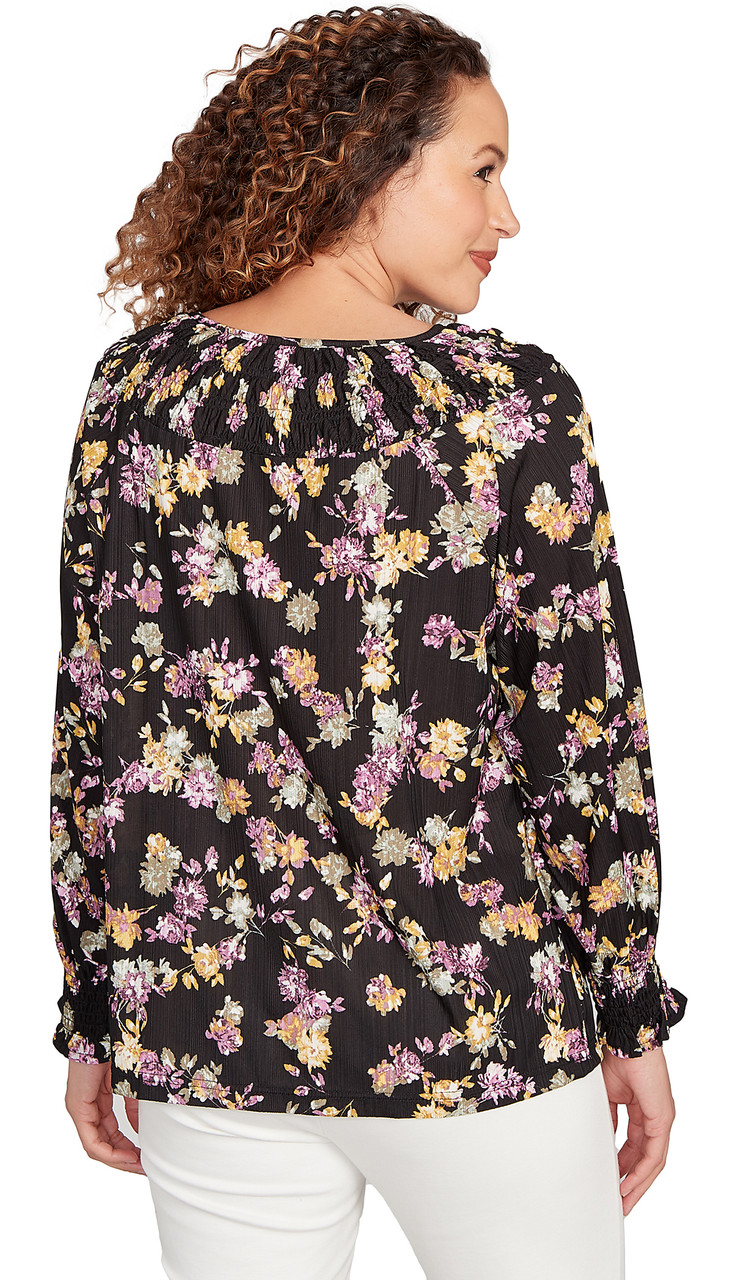 TOP *PETITE* BLACK MULTI WILDFLOWER ONION SKIN