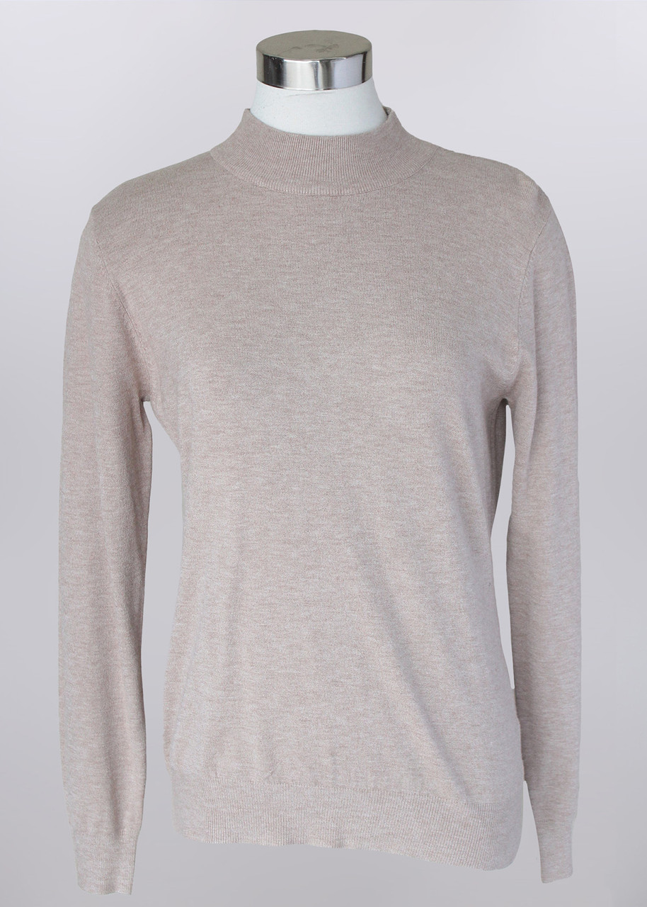 SWEATER *PLUS* KHAKI SOLID MOCK LS