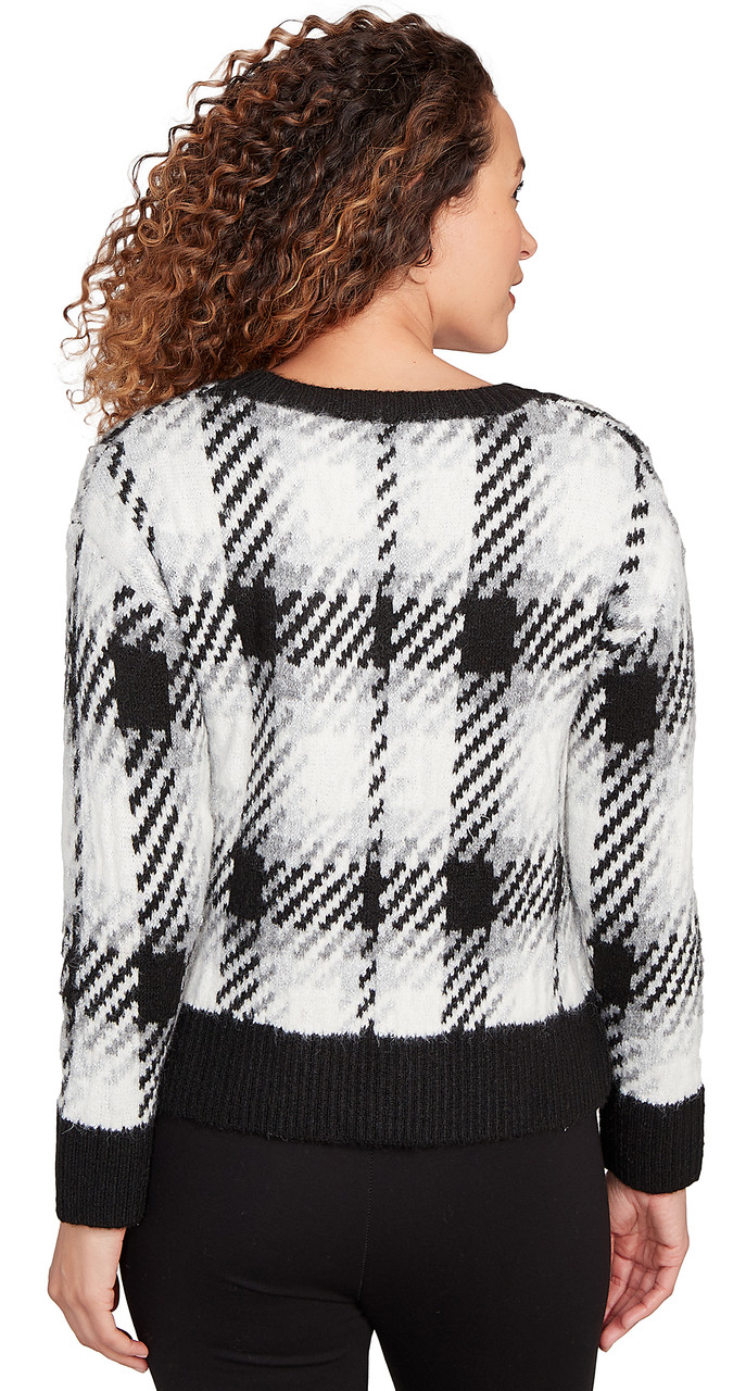 SWEATER *MISSY* ONYX COMBO METALLIC PLAID