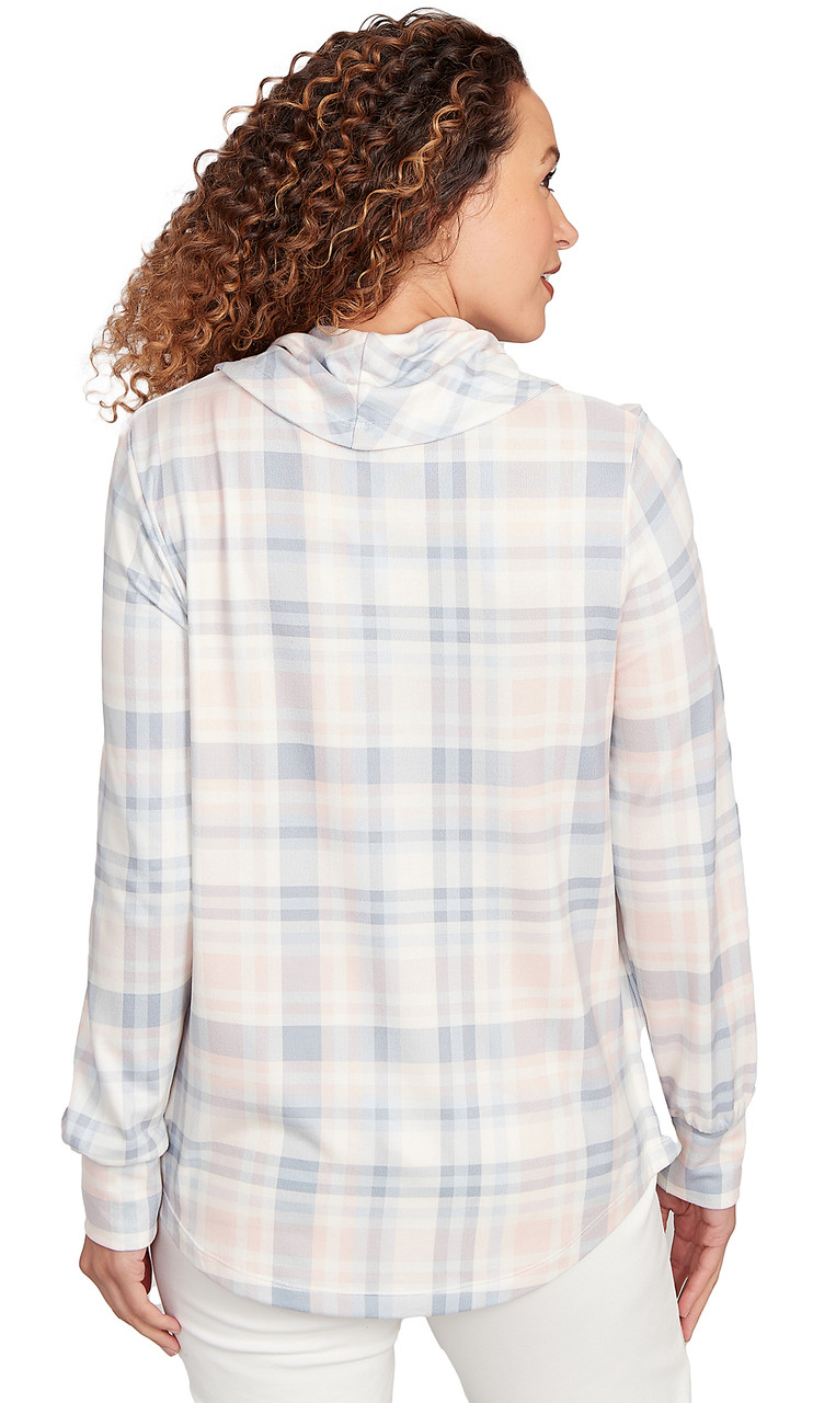 TOP *PETITE* PINK CLOUD MULTI TARTAN PLAID HATCHI