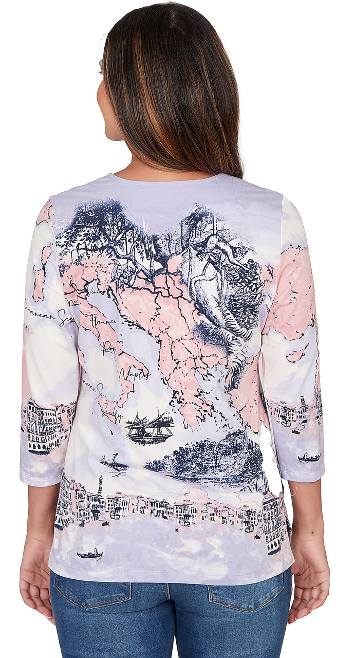 TOP *MISSY* LILAC MULTI SPLIT NK MEDITERANIAN