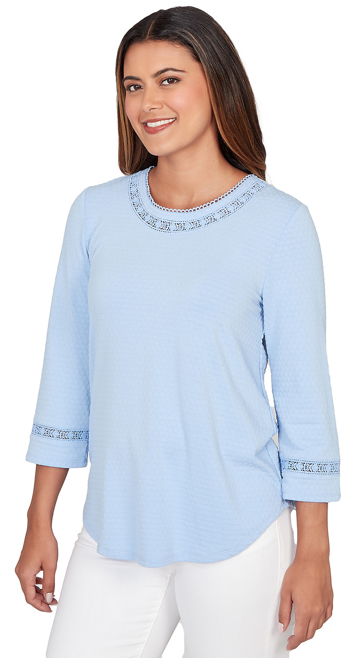 トップス SHISHIKUI COTTON C / LIGHT BLUE TOP *MISSY* LIGHT BLUE SCOOP NK 3/4 SLV - Four Seasons Direct