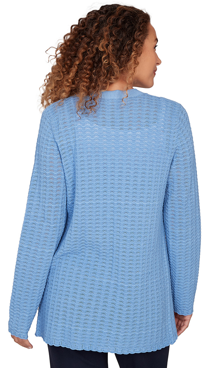 CARDI *PETITE* THISTLE BLUE L/S OPEN POINTELLE - Four Seasons Direct