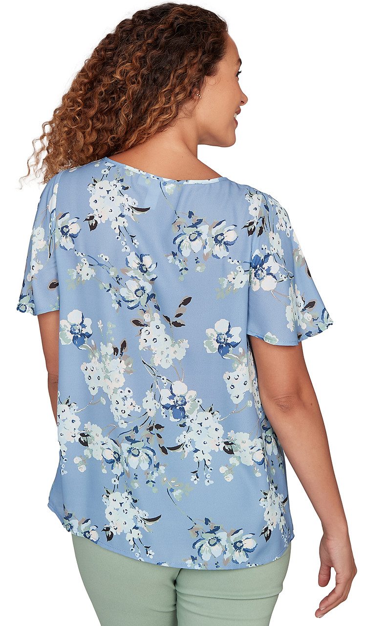 TOP *PLUS* THISTLE BLUE SHORT FLARE SLV FLRL