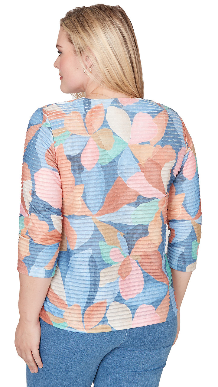 TOP *MISSY* BLUE MULTI ABSTRACT FLORAL