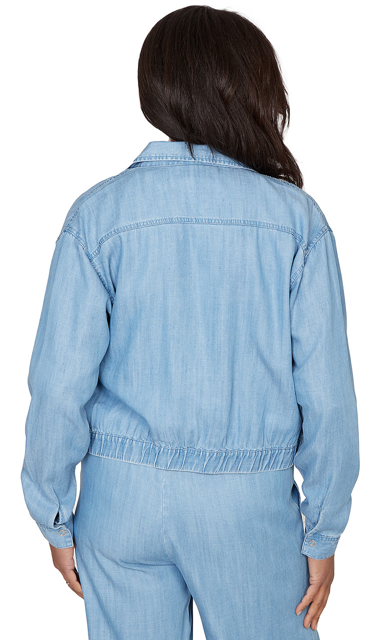 TOP *PETITE* BLUE SHIRT JACKET
