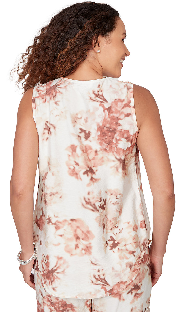 TOP *MISSY* SOFT WHITE MULTI VNK CRUSHED FAILLE