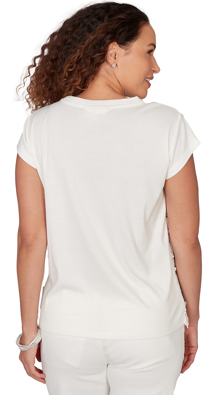 TOP *MISSY* SOFT WHITE MULTI CREW NK JERSEY KNIT