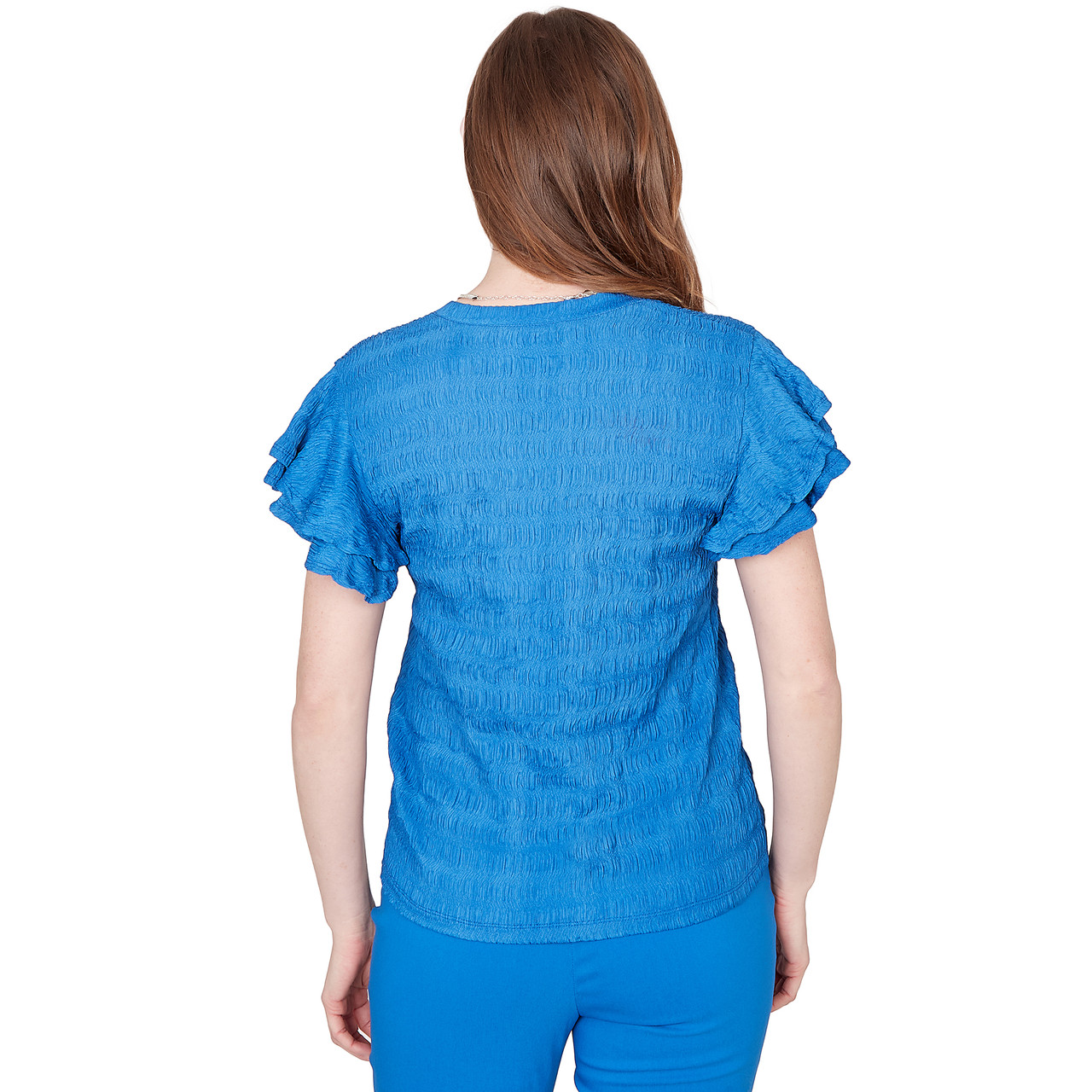 TOP *PETITE* SAPPHIRE BLUE FLUTTER SLV VNK