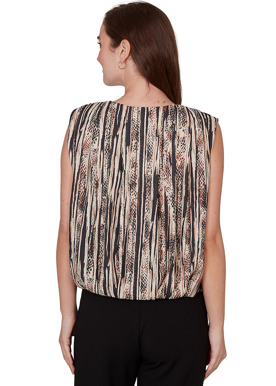 BLOUSE *MISSY* CREAM MULTI VERTICAL SNAKE STRIPE