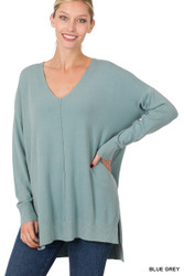 Zenana V-neck front-seam sweater 58% off for 4 days only
