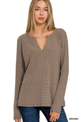 Zenana Waffle Top. Women's Fashion in Missy Sizing from FourSeasonsDirect.com