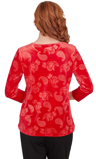 TOP *MISSY* LIPSTICK FLORAL PAISLEY TWIST FRONT