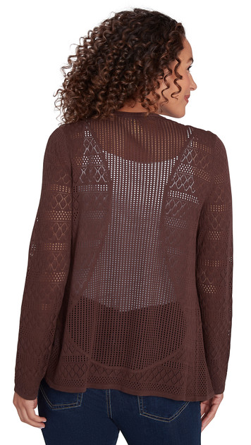 CARDI *PETITE* CHOCOLATE GANACHE L/S LACEY