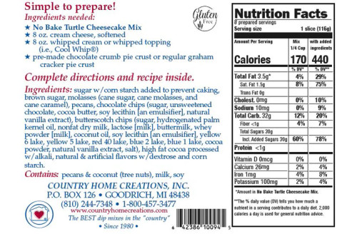 NO BAKE TURTLE CHSCK MIX NO BAKE TURTLE CHSCK MIX