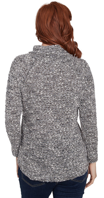 TOP *PLUS* BLACK COWL NK BOUCLE PULLOVER