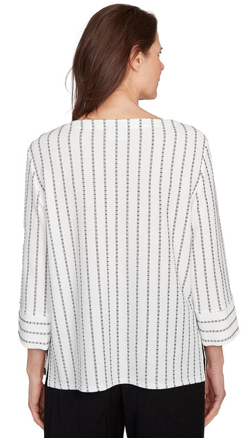 TOP *MISSY* BLACK WHITE SPLICED TEXTURE STRIPE TOP *MISSY* BLACK WHITE SPLICED TEXTURE STRIPE