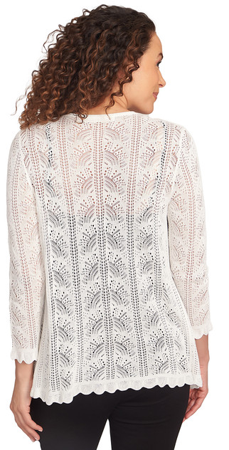 CARDI *MISSY* VANILLA DRAPE FRONT SCALLOPED CARDI *MISSY* VANILLA DRAPE FRONT SCALLOPED