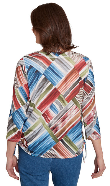 TOP *MISSY* BLUE MULTI STRIPE PATCHWORK TOP *MISSY* BLUE MULTI STRIPE PATCHWORK