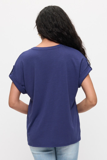 TOP *MISSY* BLUE IRIS BTTN DOWN ROLL TAB TOP *MISSY* BLUE IRIS BTTN DOWN ROLL TAB