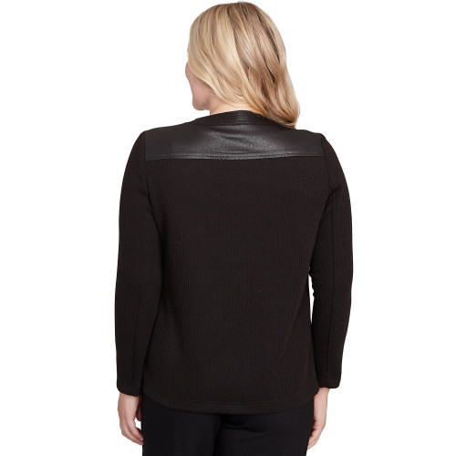 JKT *PETITE* FAUX LEATHER W/TRIM