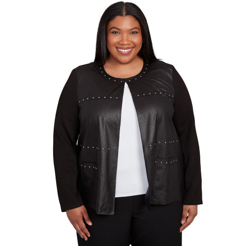 JKT *PLUS* FAUX LEATHER W/TRIM JKT *PLUS* FAUX LEATHER W/TRIM