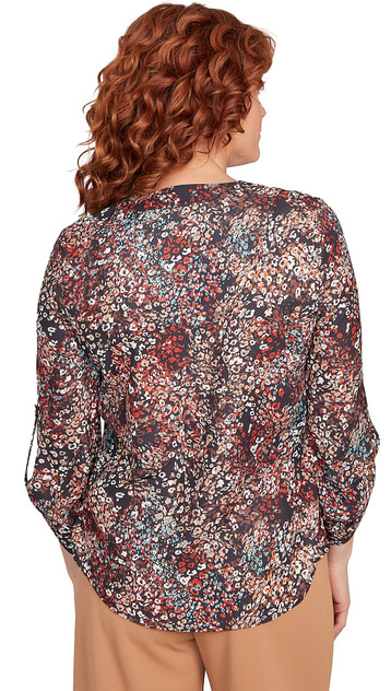 TOP *MISSY* BLACK MULTI LONG SCRUNCH SLV GGT
