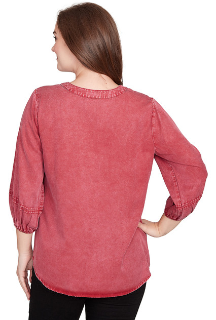 TOP *PLUS* SANGRIA 3/4 SLV EMBROIDERD TOP *PLUS* SANGRIA 3/4 SLV EMBROIDERD