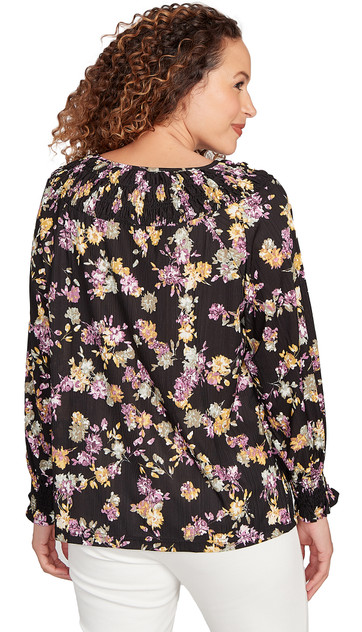 TOP *PLUS* BLACK MULTI WILDFLOWER ONION SKIN TOP *PLUS* BLACK MULTI WILDFLOWER ONION SKIN