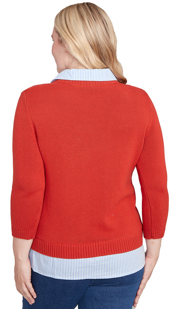 SWEATER *MISSY* SPICE CABLE STITCH W/STRIPE SWEATER *MISSY* SPICE CABLE STITCH W/STRIPE