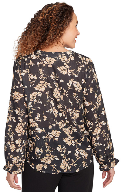 TOP *PLUS* BLACK MULTI VNK BLURRED BLOSSOMS