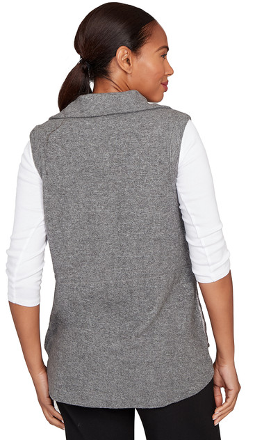 VEST *MISSY* CHARCOAL HEATHER CBL QUILTED TAFFETA