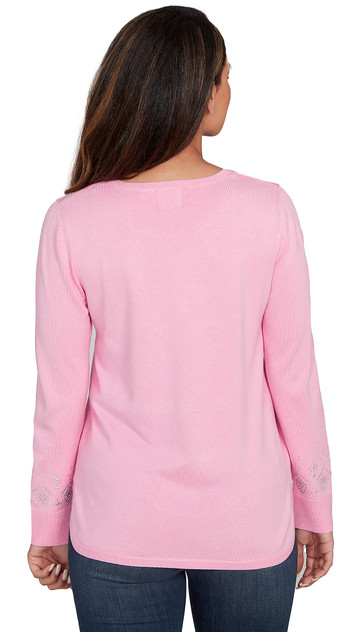 SWEATER *MISSY* PINK EMBELLISHED SCCOP NK SWEATER *MISSY* PINK EMBELLISHED SCCOP NK