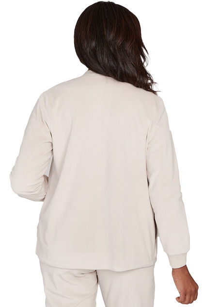 CARDI *PETITE* ALABASTER W/RIB TRIM CARDI *PETITE* ALABASTER W/RIB TRIM