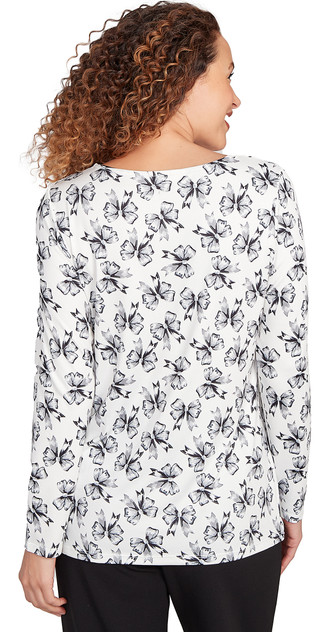 TOP *PLUS* VANILLA MULTI L/S HOLIDAY BOW TOP *PLUS* VANILLA MULTI L/S HOLIDAY BOW